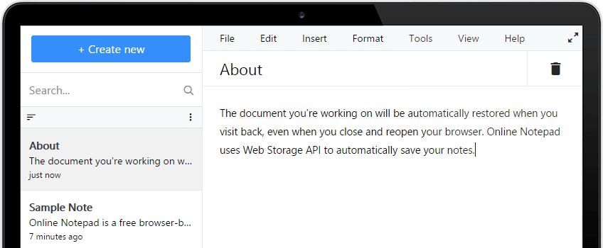 Soseo Online Notepad Screenshot